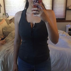 Dark Grey Free People Button Tank size Med